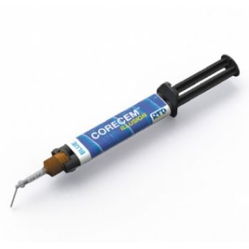 Жидкотекучий гибридный композит двойного отверждения Corecem Blue (шприц 9 г, 10 смешивающих канюль, 10 канюль для введения в канал)