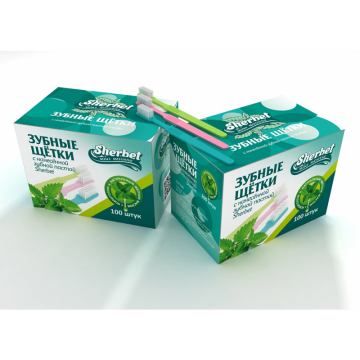 Щетки одноразовые с пастой Sherbet Mint Mousse (100 шт.)